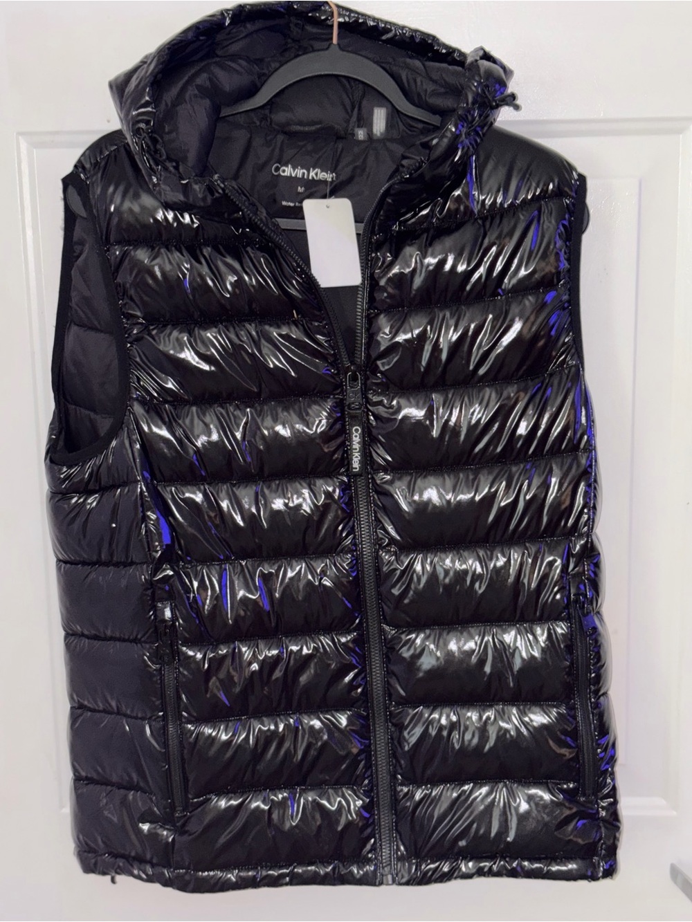 Calvin Klein Black Shiny Quilted Vest NWT
